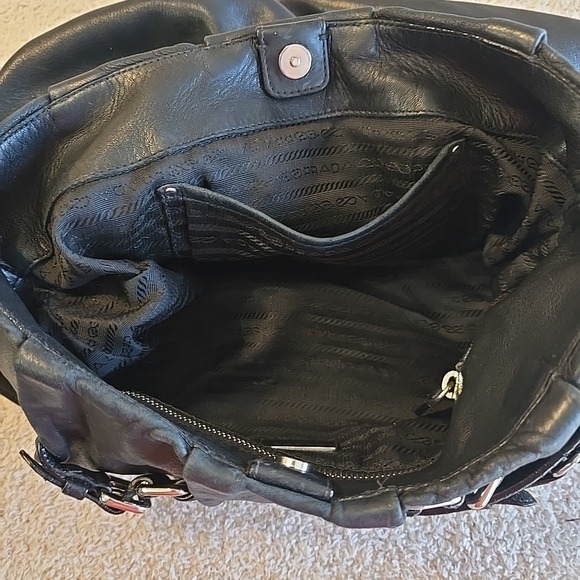 Vintage Authentic Prada Shoulder Bag Single Handle Black Leather Italy - Picture 4 of 16